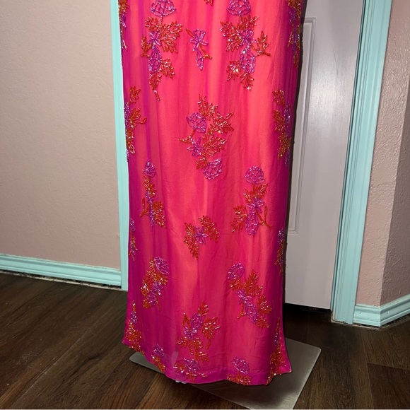 Vintage Andretta Donatello 100% Silk Beaded Slip Gown XS Halter Formal Evening - Picture 4 of 16